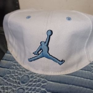 Jumpman blue and white gator print hat.